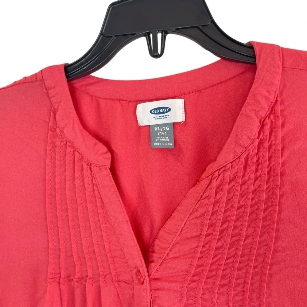 Old Navy Girls Coral Pink Pleated Button Front Dress Size XL 14 Tween